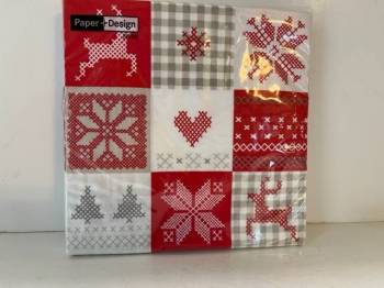 Christmas Napkins With Red and White Designs
